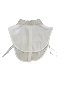 PCHA 7726 White Crystals Embellished Cotton Collar featuring diamond-pattern crystal detailing, button fastening and adjustable side straps for a polished layered look.