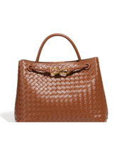 Load image into Gallery viewer, PCHA B1783 Woven Bag featuring elegant woven texture, gold tone knot detail and structured boutique design perfect for day to night styling.
