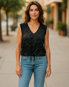 Malissa J - WF2152 FISH SATIN TOP BLACK