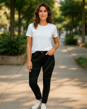 Load image into Gallery viewer, Sizes 10 &amp; 14 CREAM - ANN TWILL PANT - BLACK
