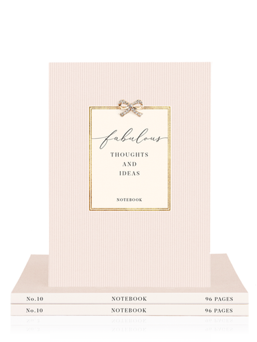 QB25 NB10 Fabulous Thoughts & Ideas A5 Notebook with gold foil sentiment and diamanté bow embellishment.