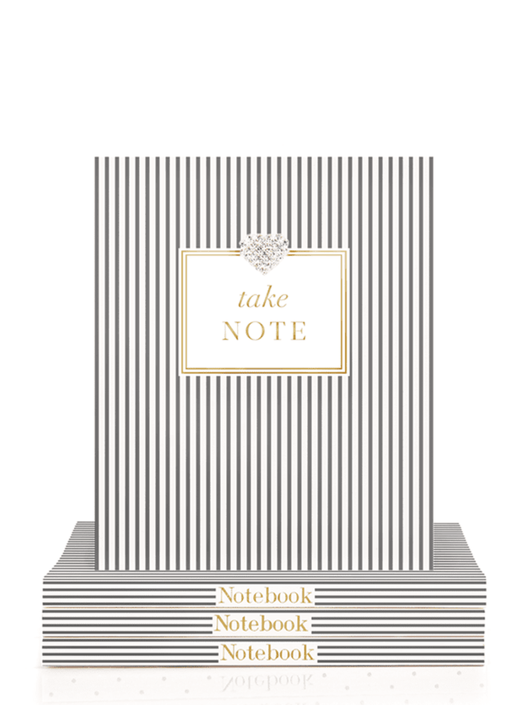 QB25 NB39 Take Note Mini Notebook with gold foil sentiment and diamanté heart embellishment.