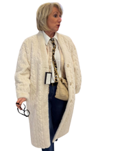 Load image into Gallery viewer, QBAW25 CW C802 Cable Fluffy Coat featuring a soft cable-textured faux fur design, relaxed fit and button fastening.
