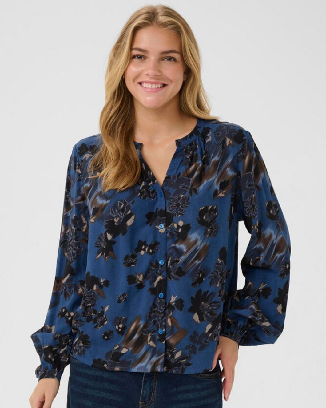 CREAM - TIAH SHIRT -  BLUE