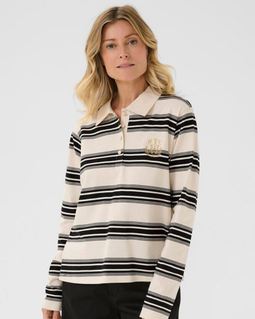 CREAM - CARMELL POLO SWEATSHIRT