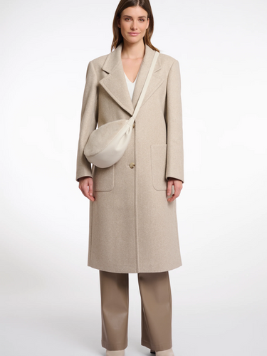 Rino & Pelle Dalina Birch Mini Crossbody Bag – women’s beige crossbody bag with adjustable strap, compact design and minimalist chic style for everyday wear.