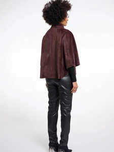 Rino & Pelle Faux-Fur Cape in plush soft finish with snap button closure, pockets and side slit details – elegant women’s evening and winter cape.