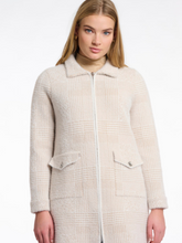 Load image into Gallery viewer, Rino &amp; Pelle Emery Stone Check Zip Cardigan – women’s longline stone cardigan with zip fastening, collared neckline and flap pockets.
