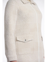 Load image into Gallery viewer, Rino &amp; Pelle Emery Stone Check Zip Cardigan – women’s longline stone cardigan with zip fastening, collared neckline and flap pockets.
