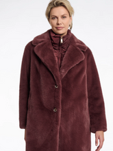 Load image into Gallery viewer, Rino &amp; Pelle Geesje Chocolate Bean faux fur coat with zip inner layer-luxury women’s longline winter coat for stylish cold-weather outfits.
