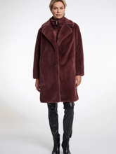 Load image into Gallery viewer, Rino &amp; Pelle Geesje Chocolate Bean faux fur coat with zip inner layer-luxury women’s longline winter coat for stylish cold-weather outfits.

