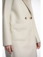 Load image into Gallery viewer, Rino &amp; Pelle Ivon Birch reversible coat – women’s cream longline winter coat with lapel collar, double-breasted buttons and large pockets, styled for versatile day-to-night outerwear.
