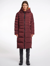 Load image into Gallery viewer, Rino &amp; Pelle Keila long padded coat for women in with faux-fur lining, hood, zip closure and side zips – stylish insulated winter outerwear.
