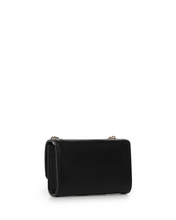 Load image into Gallery viewer, Black clutch bag with a gold chain strap
