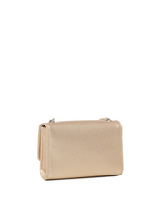 Load image into Gallery viewer, Gold clutch bag with a gold chain strap
