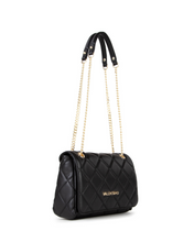 Load image into Gallery viewer, Black quilted handbag with gold chain strap 
