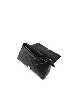 Black quilted handbag with gold chain strap 