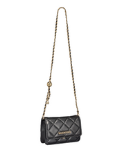 Load image into Gallery viewer, Black quilted handbag with gold chain strap
