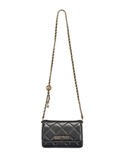 Load image into Gallery viewer, Black quilted handbag with gold chain strap
