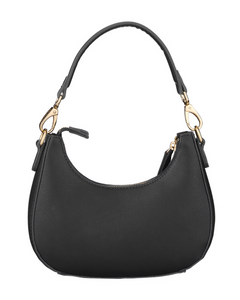 Black half moon bag with a detachable strap 
