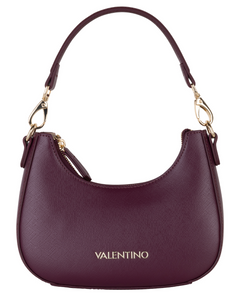Plum half moon bag with a detachable strap 