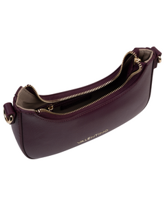 Plum half moon bag with a detachable strap 