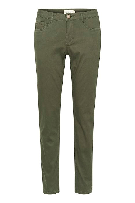 CREAM - ANN TWILL PANT - OLIVE