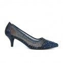 Size 4 LUNAR - ALISHA  - NAVY - LOW HEELED COURT SHOE - FLR559